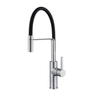 AURORA CH - Single Lever Chrome Pull Out Kitchen Tap with Black Hose